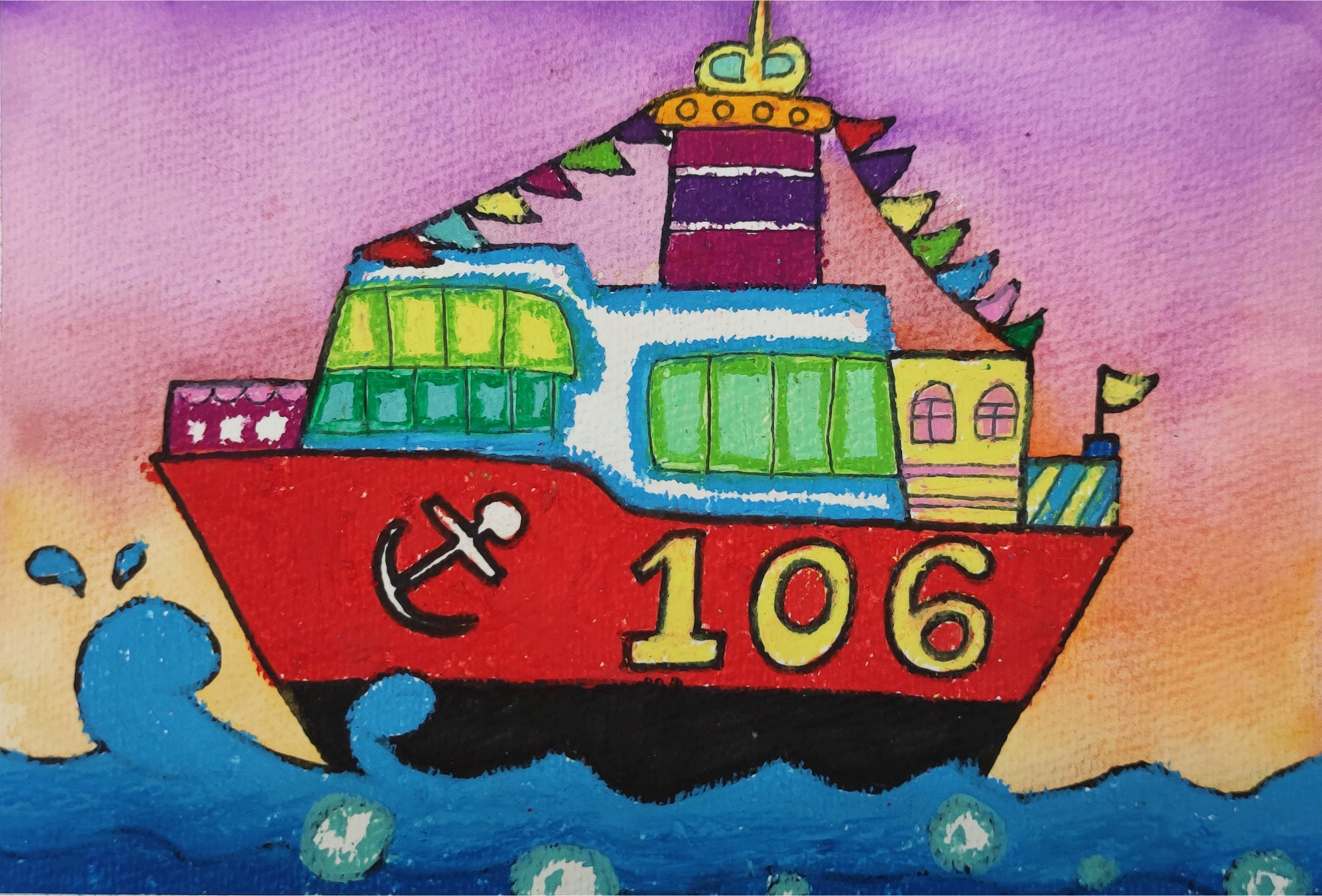 画海盗船 涂色图片